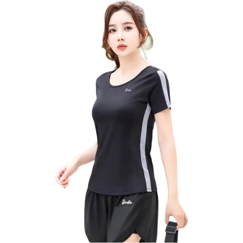 Barbie Yoga T Shirts Women's Black-2