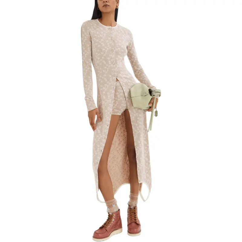 FENDI SS25 Long Sleeved Dress Women's Brown-2