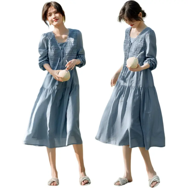 XWI Long Sleeved Dress Women's Tranquil Blue-1
