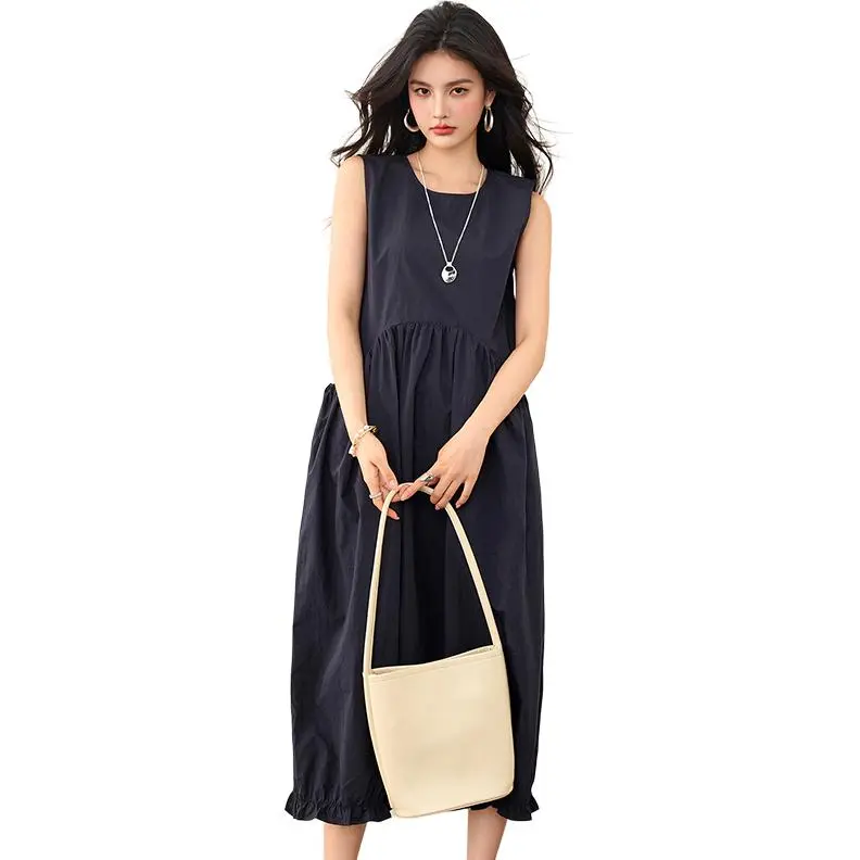 La Chapelle Sleeveless Dress Women's Navy Blue-1