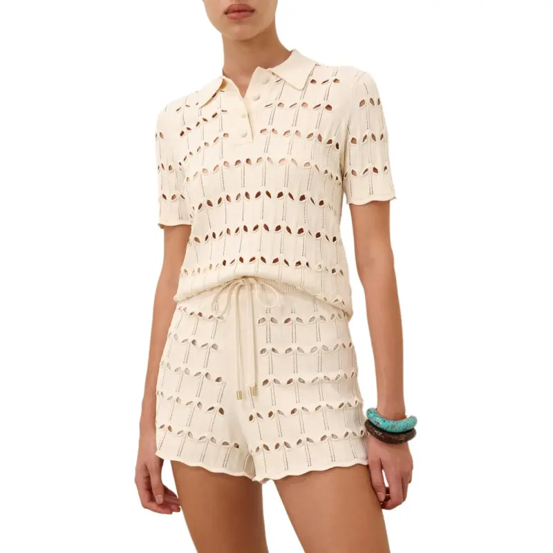 Zimmermann SS25 Summer Swimsuit Collection Polo Shirt Women's Cream-1