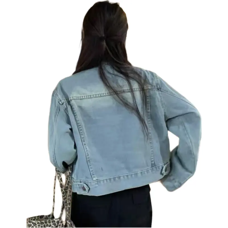 Flowers In Water Denim Jacket Women's Blue-1