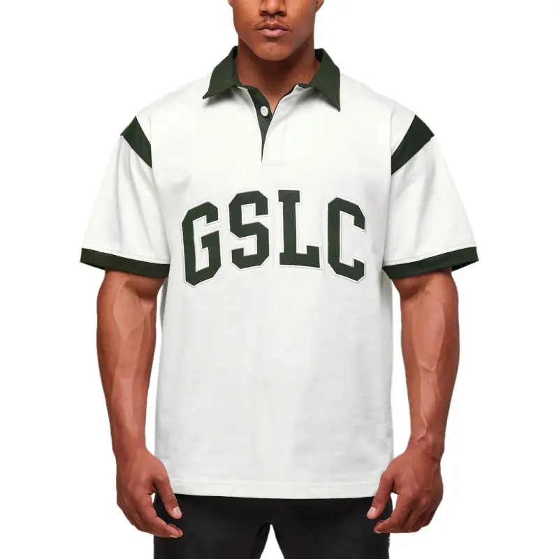 GYMSHARK Polo Shirts Men Trail Green/Soft White-1