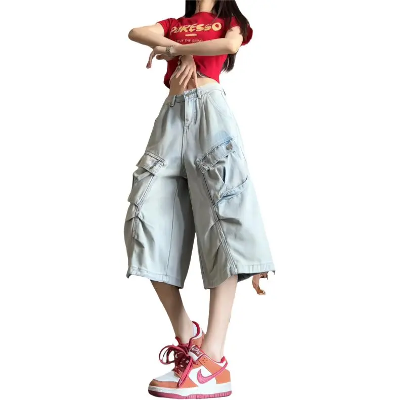 Anyveiw Denim Shorts Unisex Light Blue-4