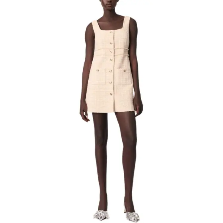 Maje Slip Dress Women's Beige Yellow-2