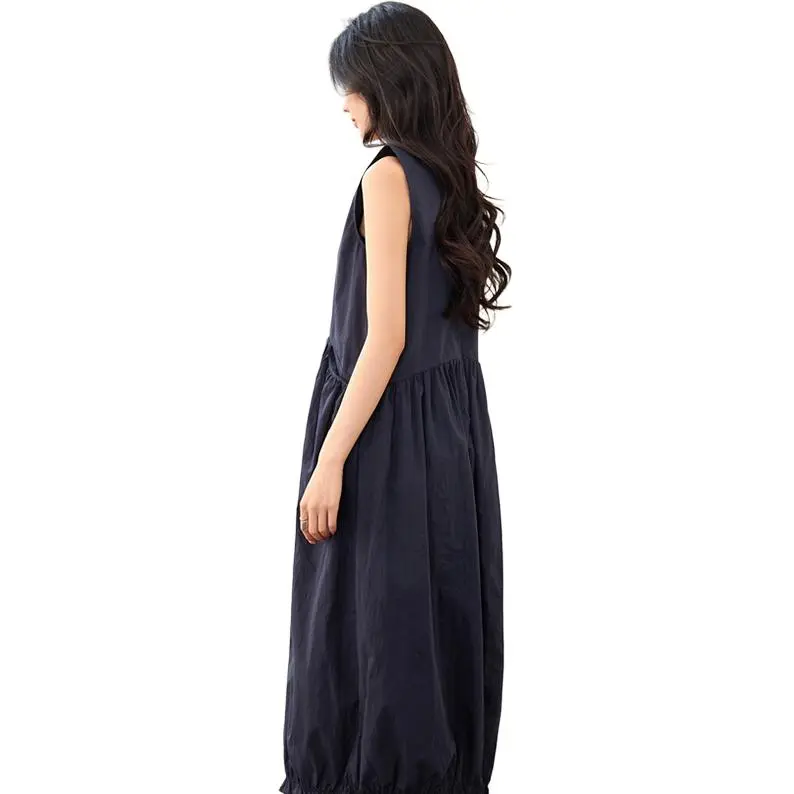 La Chapelle Sleeveless Dress Women's Navy Blue-3