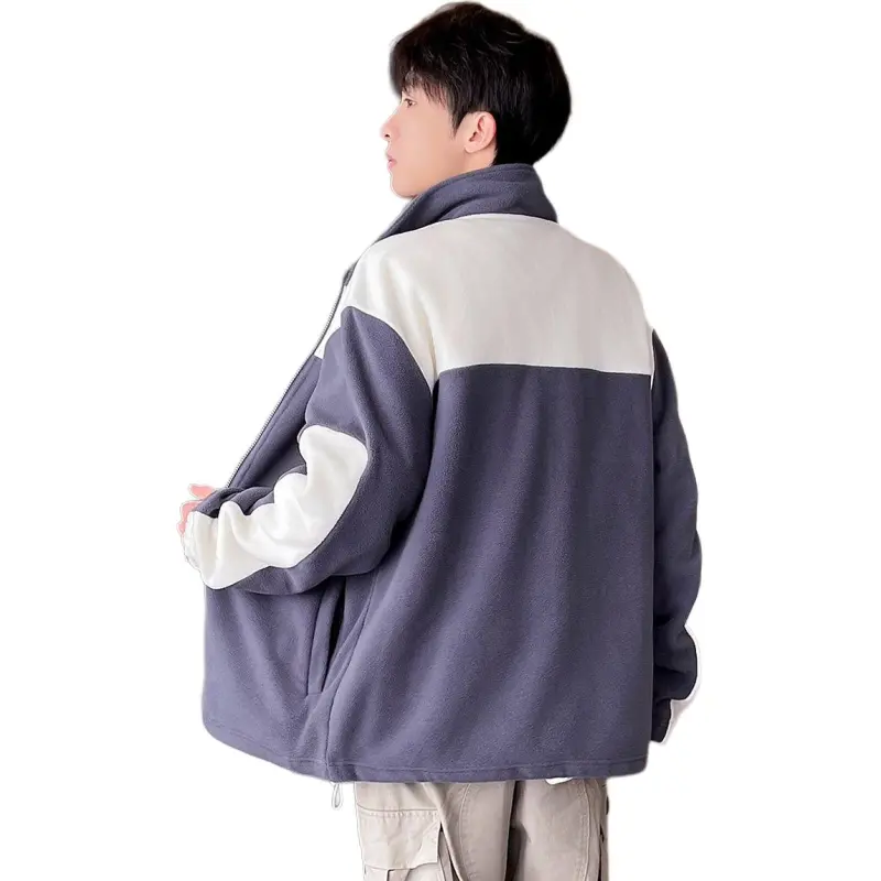 Tonlion Velvet Jackets Men Blue Gray-1