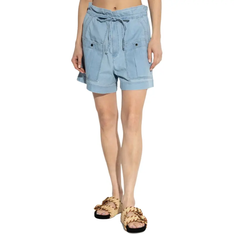 ISABEL MARANT ETOILE Valdina Drawstring Denim Shorts-3