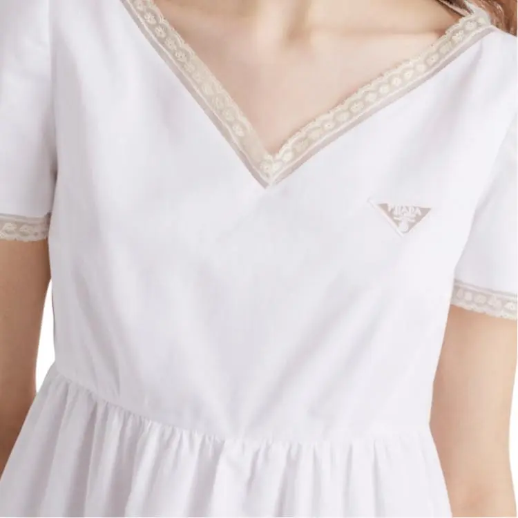 PRADA Short Sleeved Dress Women's White-3