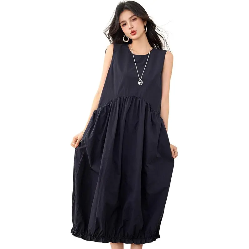 La Chapelle Sleeveless Dress Women's Navy Blue-2