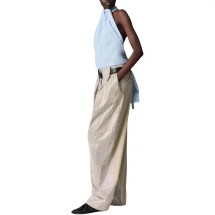 Stella McCartney SS25 Casual Pants Women's Silver-3
