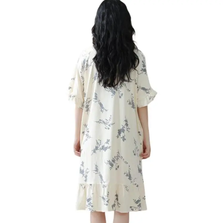 Lan Miao Short Sleeved Dress Women's Light Gray-1