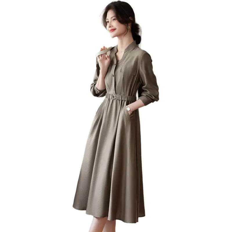 XWI Long Sleeved Dresses Women's Gray Green-2