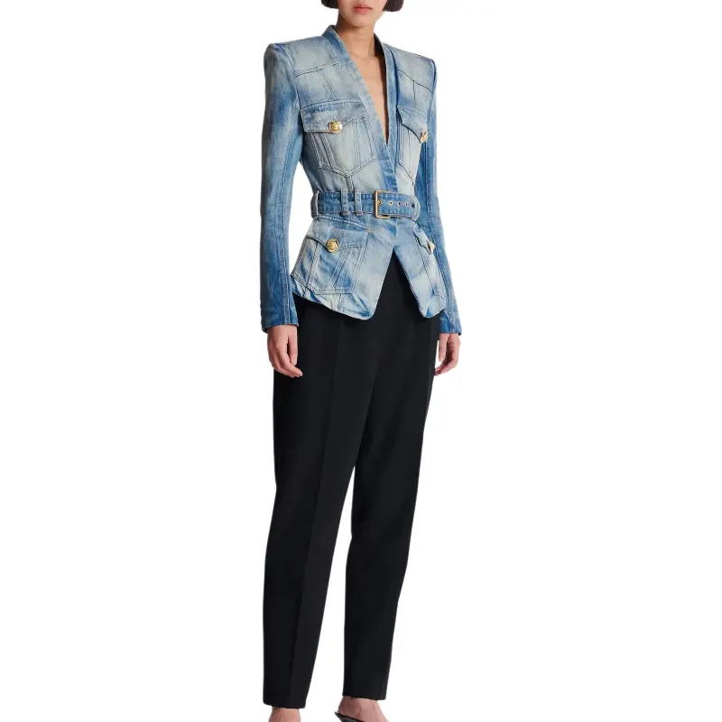 BALMAIN Denim Jacket Women's Blue-4