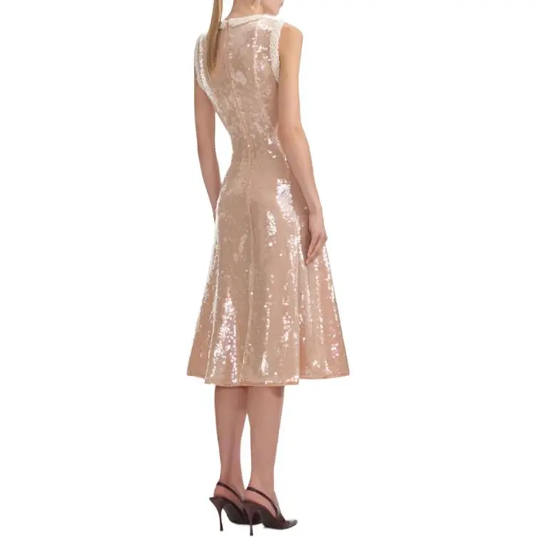 Self-portrait Sequin Embellished Trim Midi Dress-2
