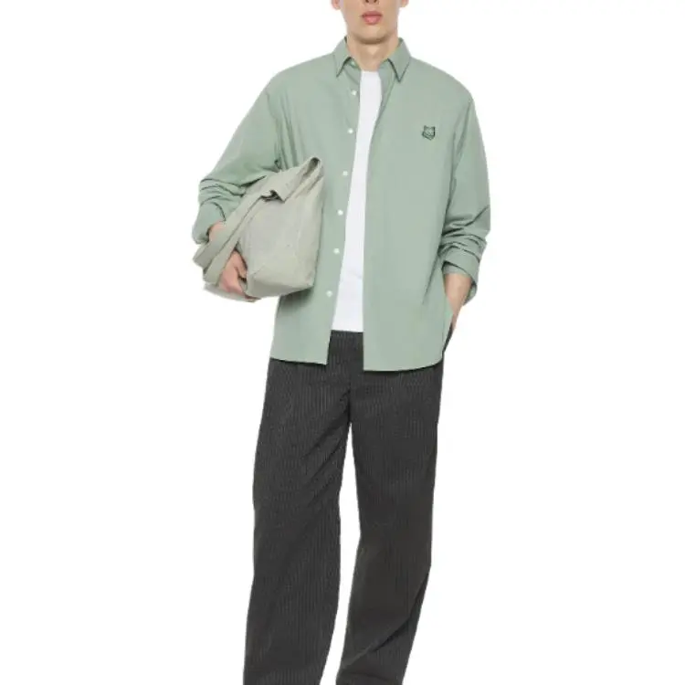 Maison Kitsune Tonal Fox Head Patch Shirt-4