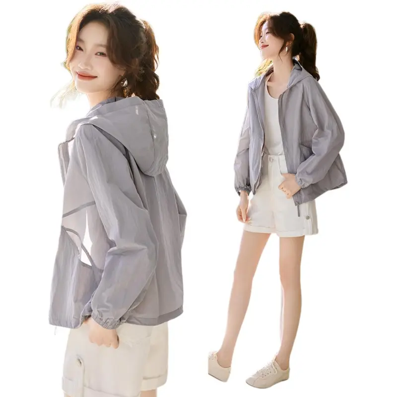 Mo Han Yi Mei Cropped Coat Women's Silver Cloud Gray-1