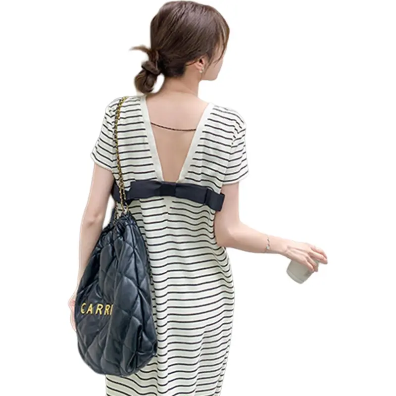 TEME Short Sleeved Dress Women's Stripes-0