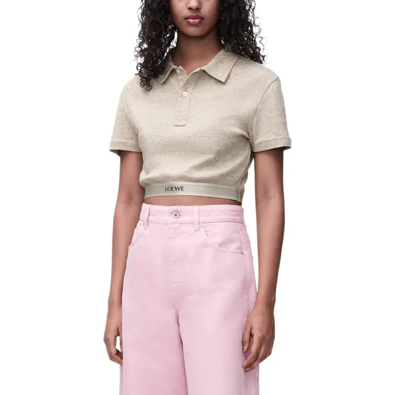 LOEWE Cropped Polo 'Beige'-1