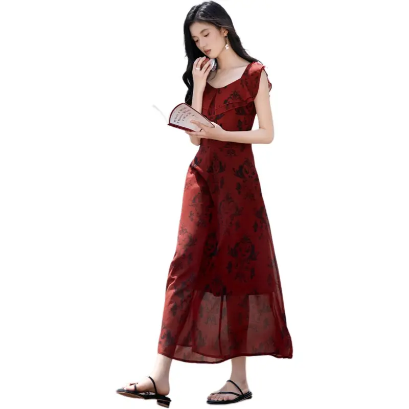 XWI Sleeveless Dresses Women's Red With Black Floral-3
