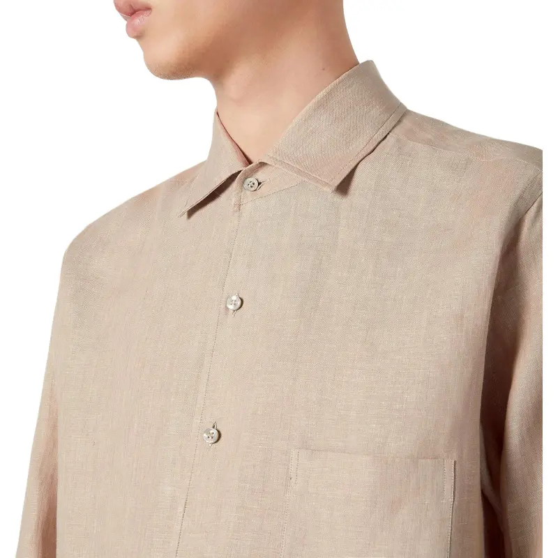 Loro Piana Shirt Men's Linen Hemp Beige-5