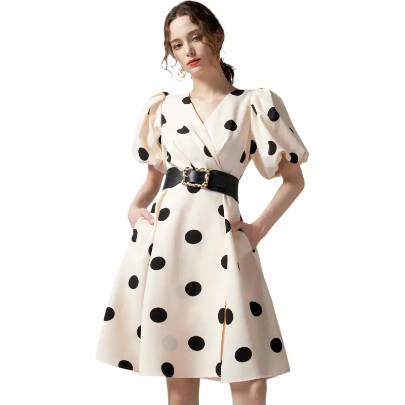 AUI Short Sleeved Dress Women's Apricot White-6