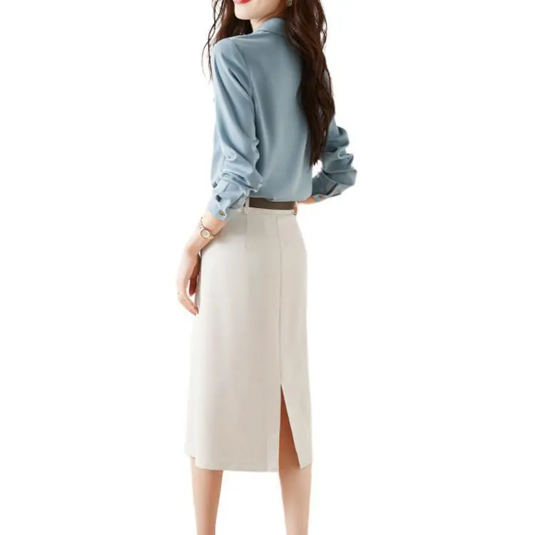 Mo Han Yi Mei Skirt Set Women's Blue Top White Bottom-3