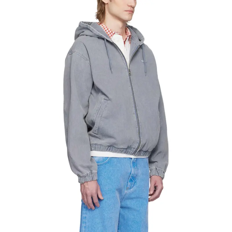 LACOSTE Washed Effect Denim Jacket Men's Gray-2