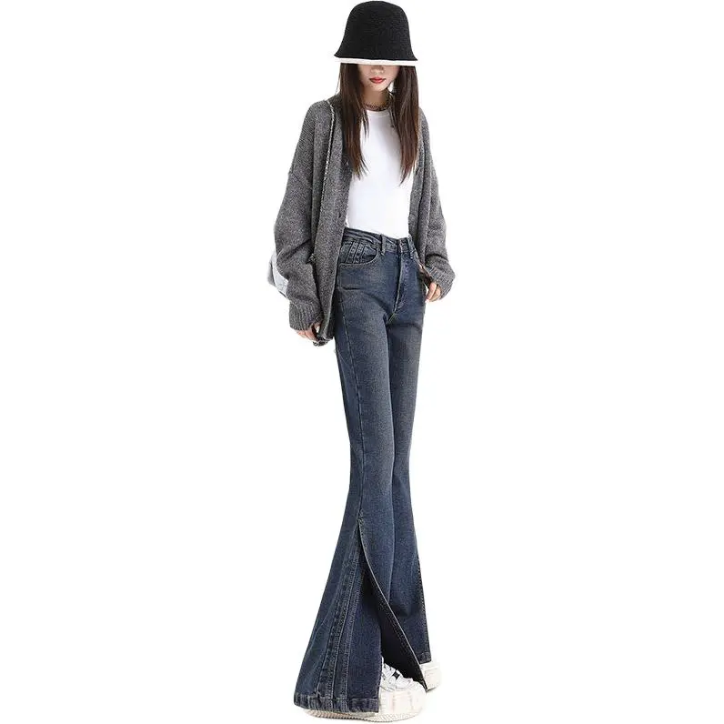 YINLEI Jeans Women's Vintage Blue-2
