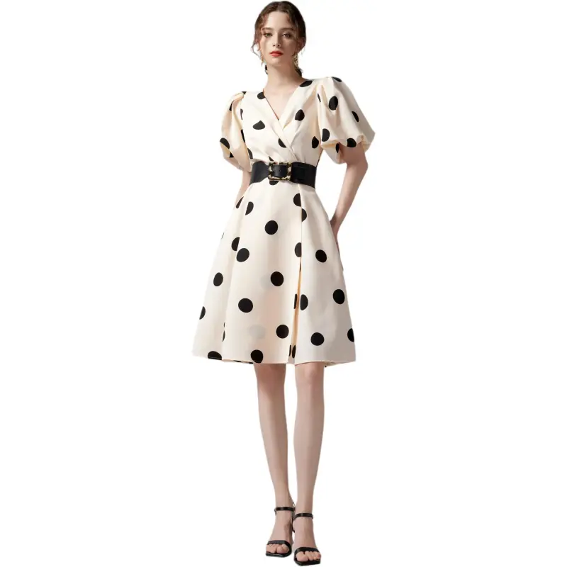 AUI Short Sleeved Dress Women's Apricot White-4