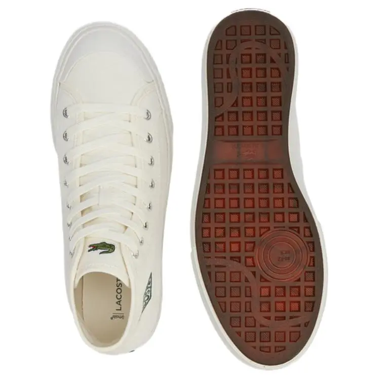 LACOSTE Backcourt High Top Skateboard Shoes Men's Ecru-4