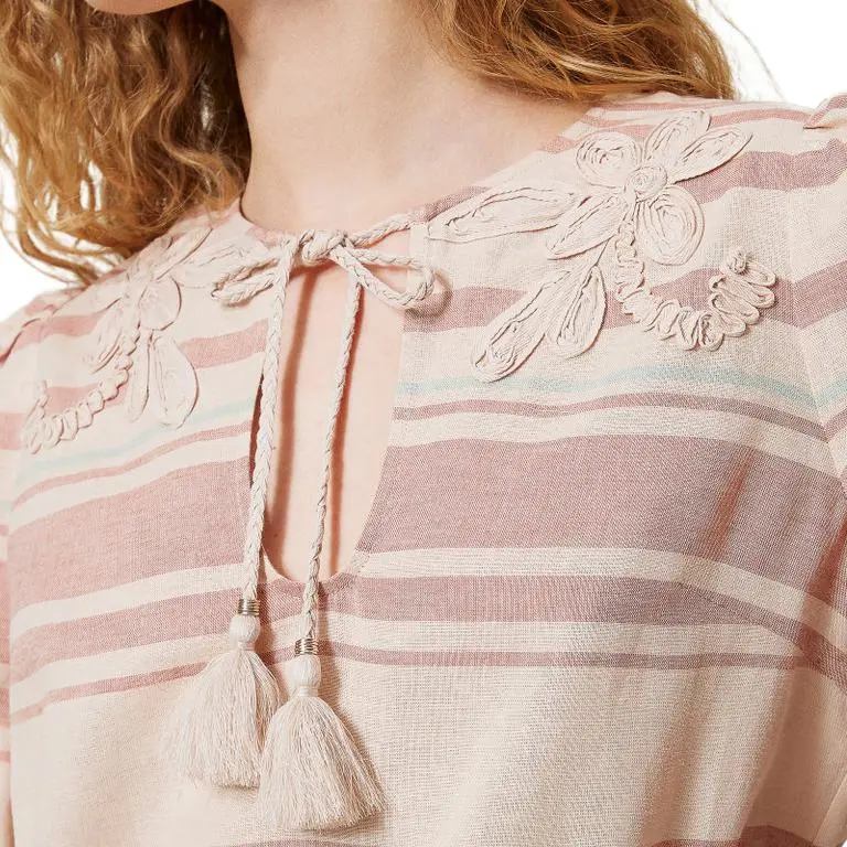 Twinset Striped Embroidered Blouse-5