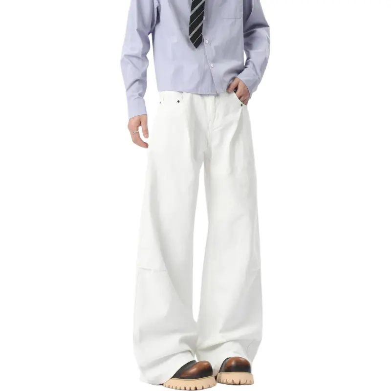 WARNING LIGHT Jeans Unisex White-3