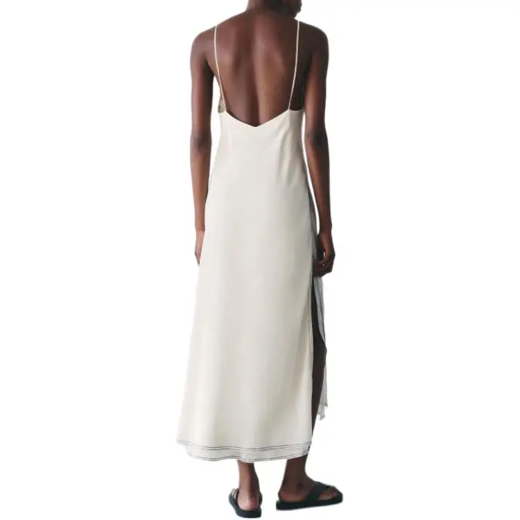 ZARA ZW Series Slip Dresses Women's White-3