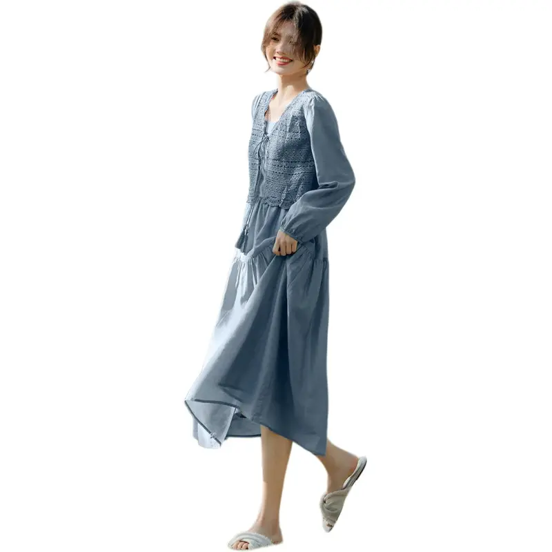 XWI Long Sleeved Dress Women's Tranquil Blue-2