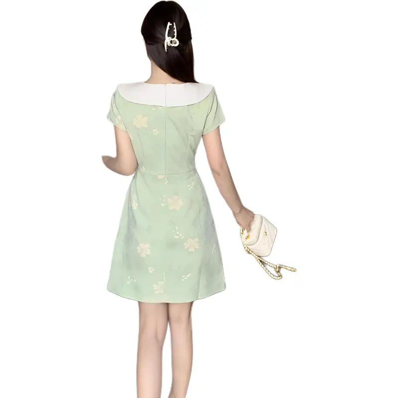 Flowers In Water Short Sleeved Dress Women's-3