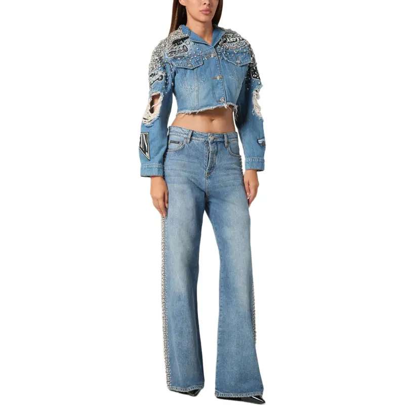 PHILIPP PLEIN Cropped Denim Jacket-3