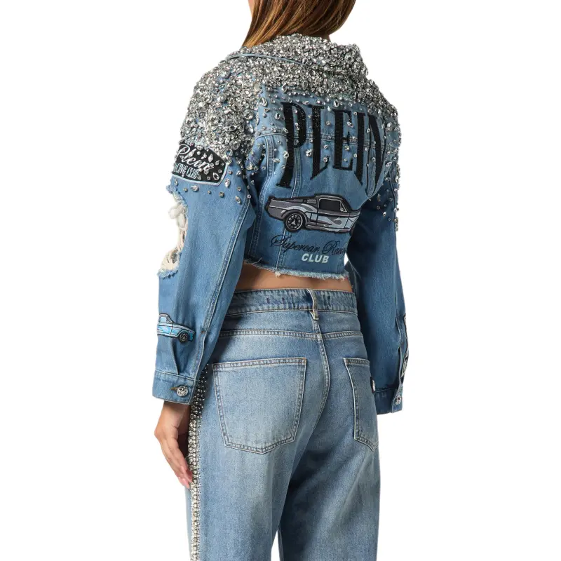 PHILIPP PLEIN Cropped Denim Jacket-2