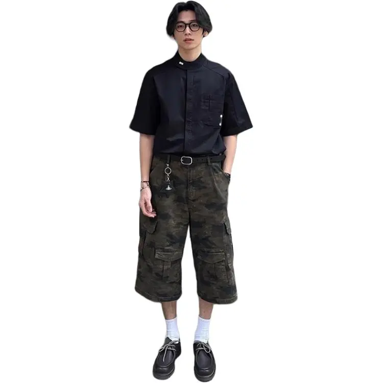 DUATOGE Denim Shorts Men Camouflage -1