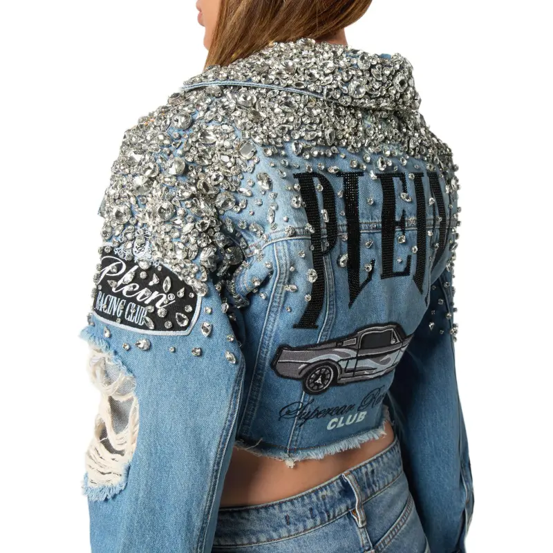 PHILIPP PLEIN Cropped Denim Jacket-4