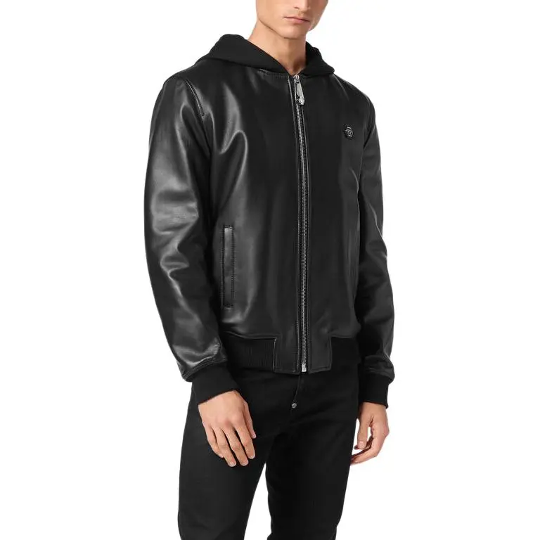 PHILIPP PLEIN Logo Plaque Hooded Bomber Jacket-1