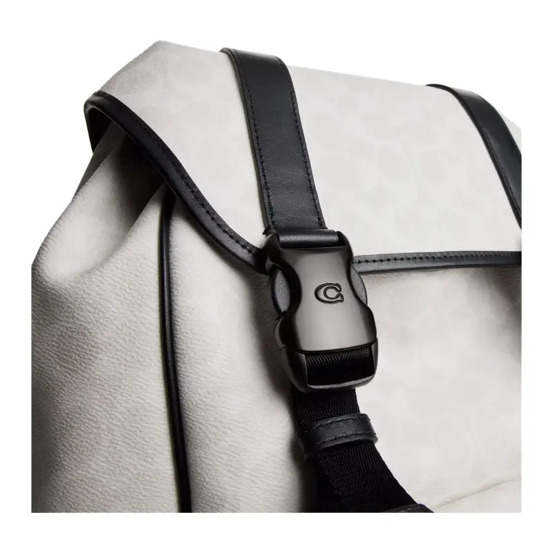 COACH League Coated Canvas Backpack Tubas Men's Black & White-4