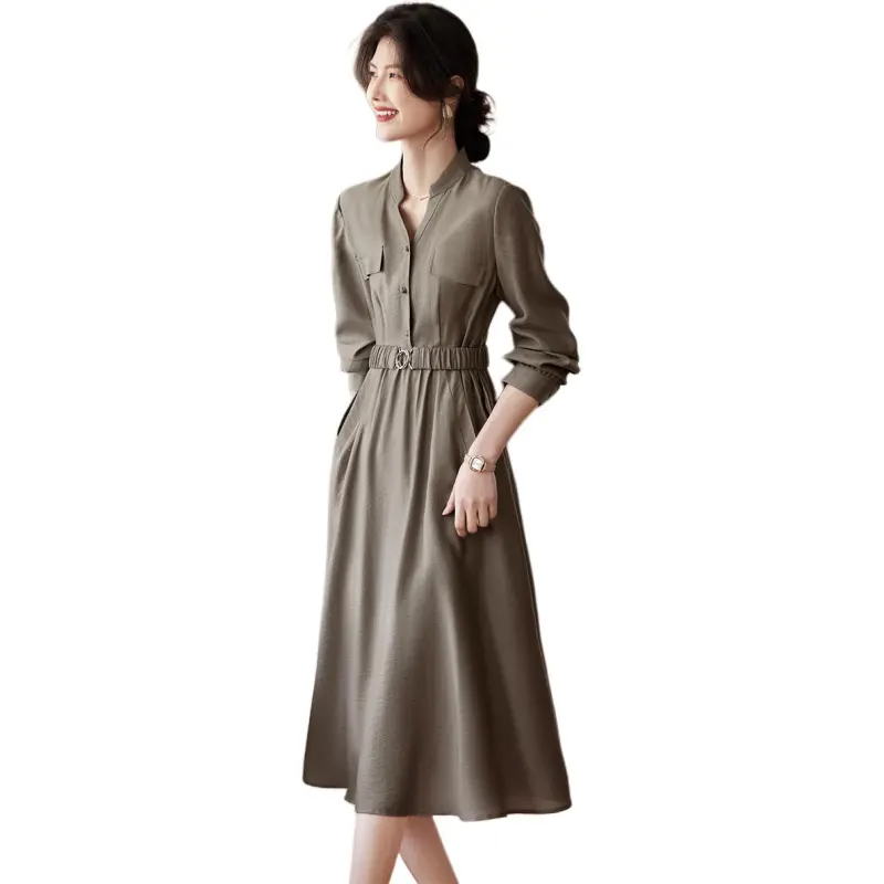 XWI Long Sleeved Dresses Women's Gray Green-3