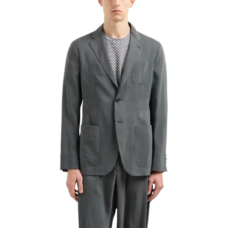 GIORGIO ARMANI Upton Line Single breasted Jacket In Washed Silk-2