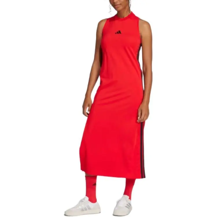 Adidas Free Shipping With AdiClub Essentials 3 Stripes Long Racerback Dress-1