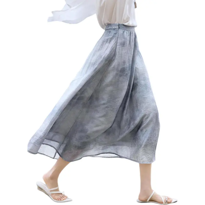 XWI Casual Long Skirts Women's Gradient Purple-2