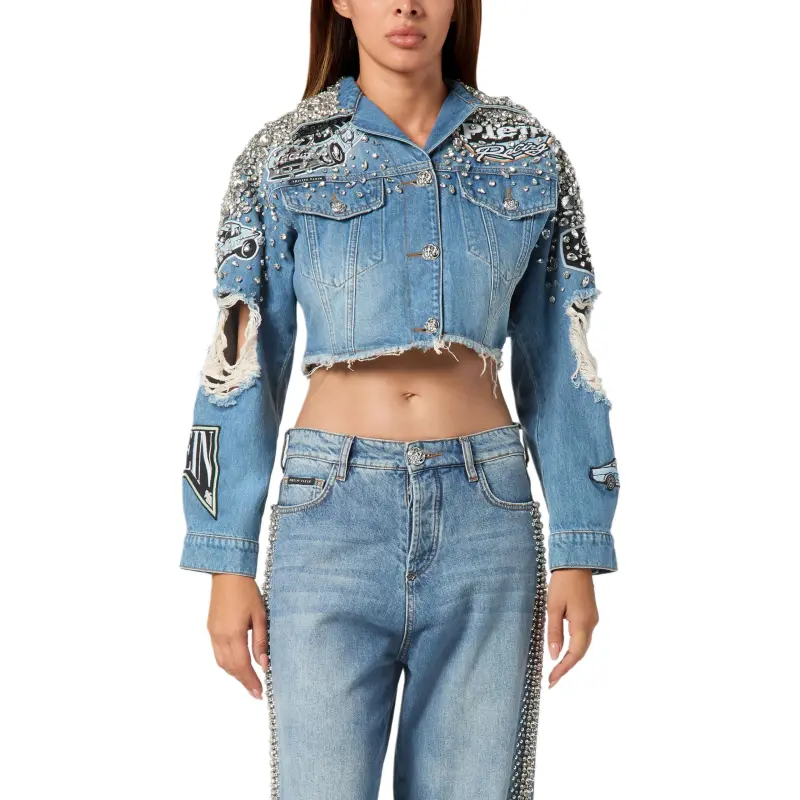 PHILIPP PLEIN Cropped Denim Jacket-1