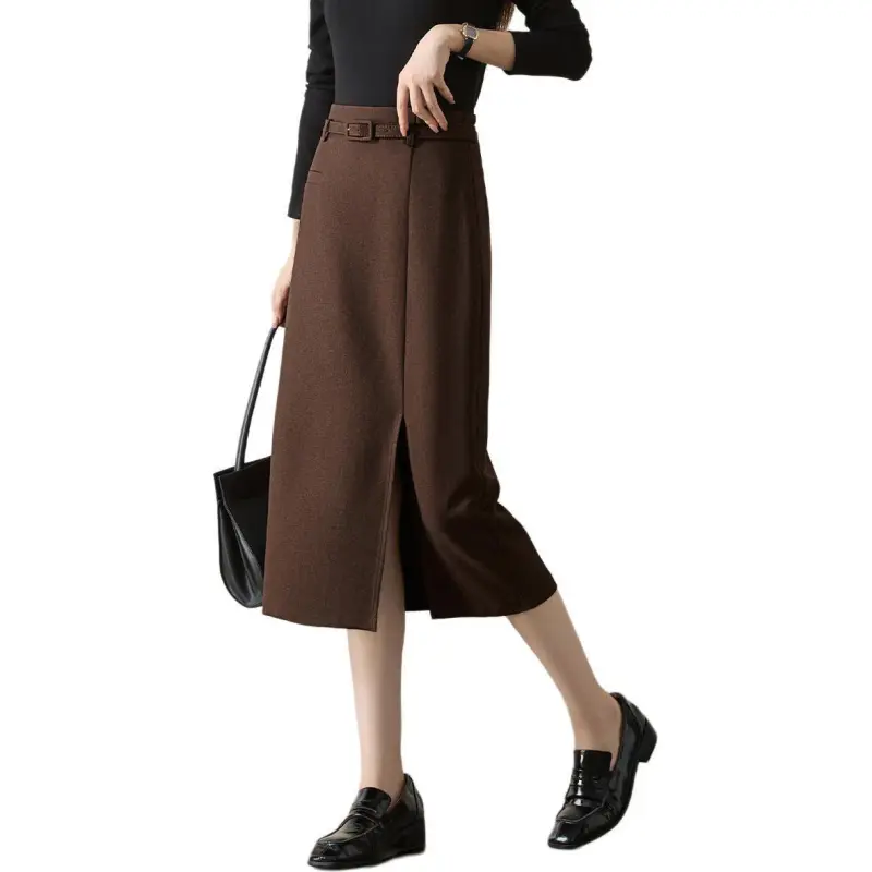 Mo Han Yi Mei Casual Long Skirts Women's Tea Umber-1