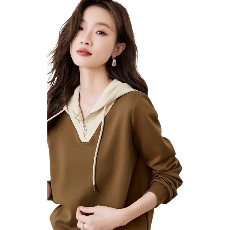 Mo Han Yi Mei Sweatshirt Women's Top Beige Bottom Khaki-5