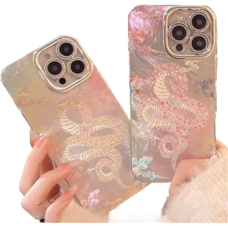 QIZHENG ABS+PC Material Snake Year Auspicious Clouds Phone Case Compatible With Apple 16 Pro Max/15/14/13/12/11-1
